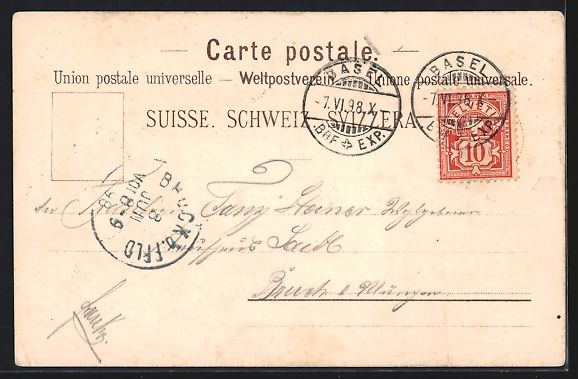 Cartoline postali: Litho Basel, Kirche und Flusspartie mit  – Usato da Berlin venduto da bartko-reher 1