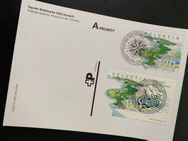 Karte Tag der Briefmarke Bad Zurzach 2024 Druck + Original