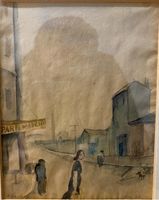 Stadtszene Paris Madrid signiert 31x 26 cm Aquarell / Papier