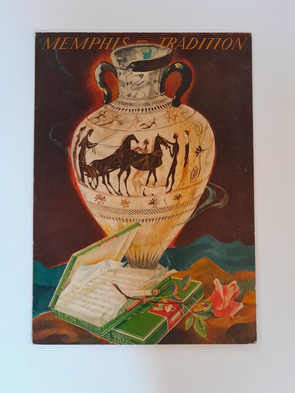 Posters & Illustrations: Vintage Zigaretten Werbekarton - Memphis Tradition – D'occasion à Männedorf par Bel-view