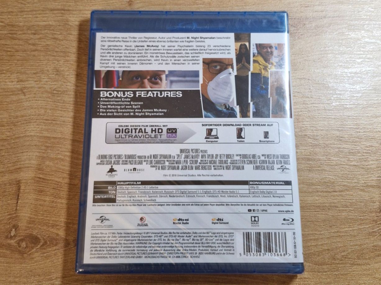 Tutti i DVDs: Split (2016) NEU OVP Bluray – Nuovo e nell'imballaggio originale da Pfungen venduto da Whitie 1
