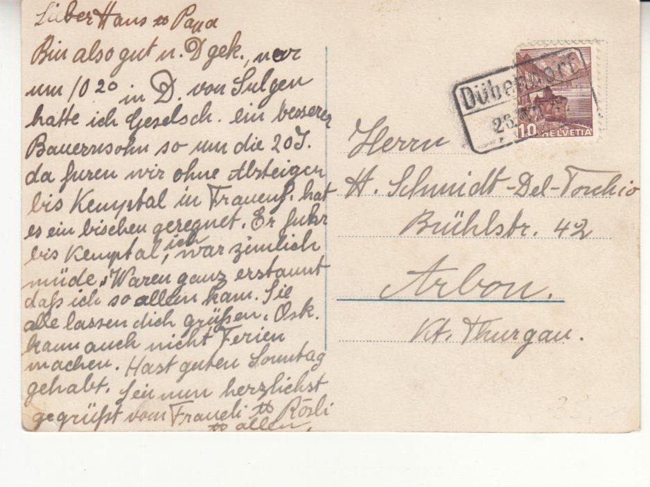Cartoline postali: Zürich 1942 mit Bahnstempel Dübendorf – Usato da Bürglen TG venduto da StampGraf 1