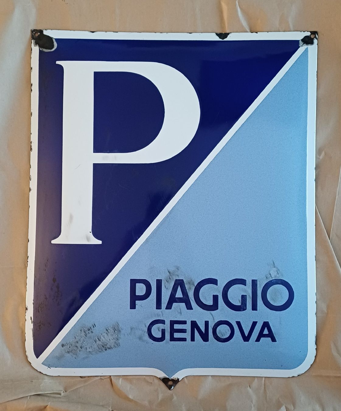 Piaggio Insegne: Tole emaillée Emailschild Piaggio – Usato da Le Lignon venduto da ghet