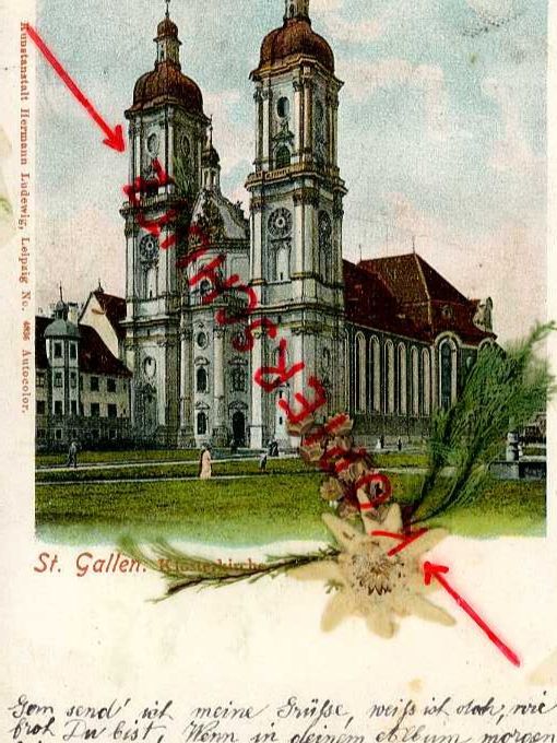Cartoline postali: St. Gallen Stiftskirche  1903 – Usato da Dallenwil venduto da montem63