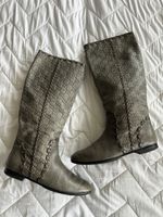 Gucci Leather Boots, Size 38, Grey, Fall, Women's Fashion