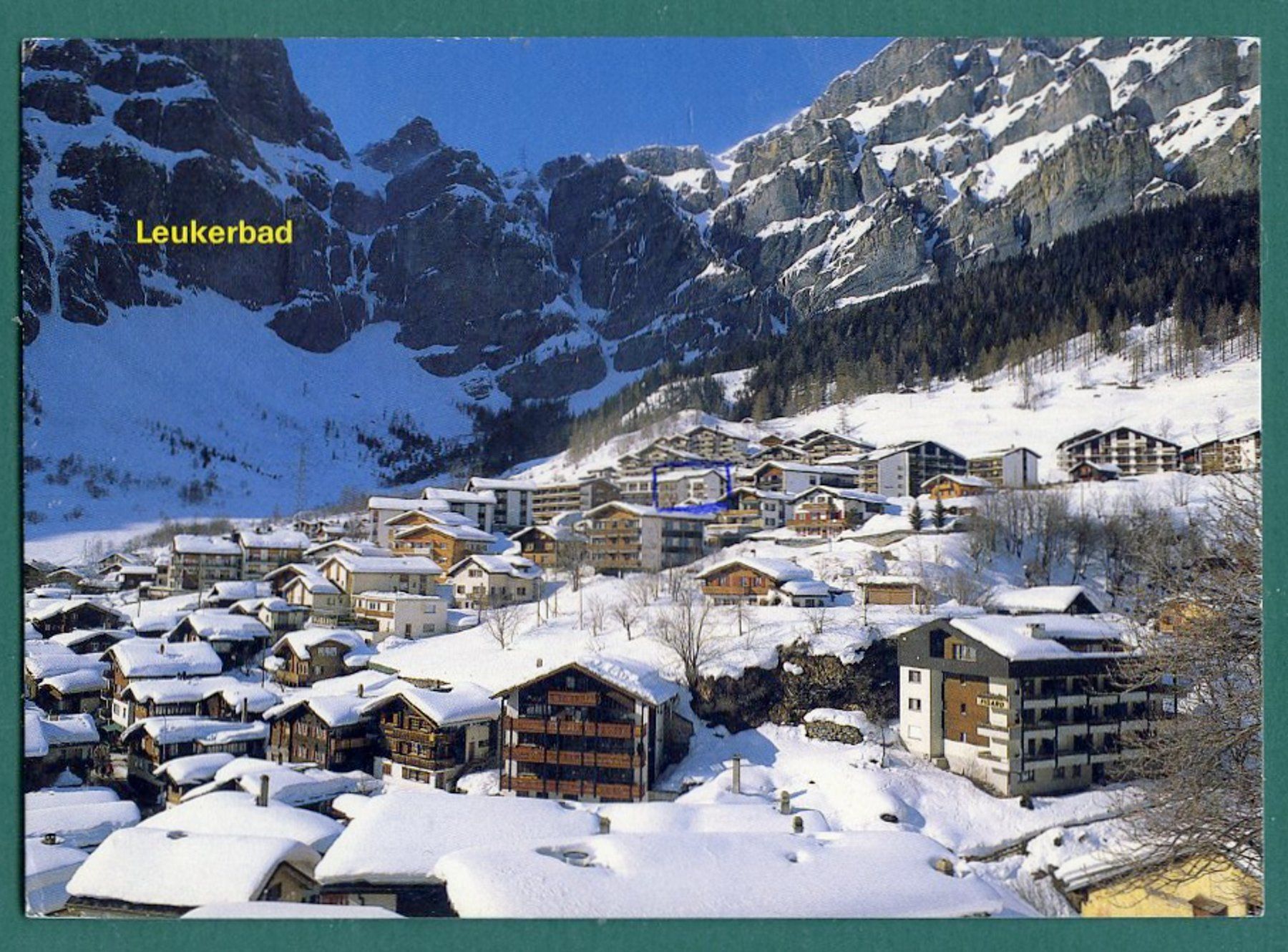 Cartoline postali: Leukerbad mit Gemmipass, 1990, gelaufen, Grossformat – Usato da Sargans venduto da Hausi1951