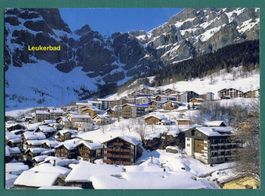 Leukerbad mit Gemmipass, 1990, gelaufen, Grossformat