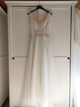 Brautkleid Mery's Couture A-Linie Spitze&Tüll Gr. S/M
