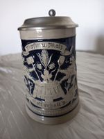 Vintage Bierkrug mit Zinndeckel Hopfen u. Malz gebraucht