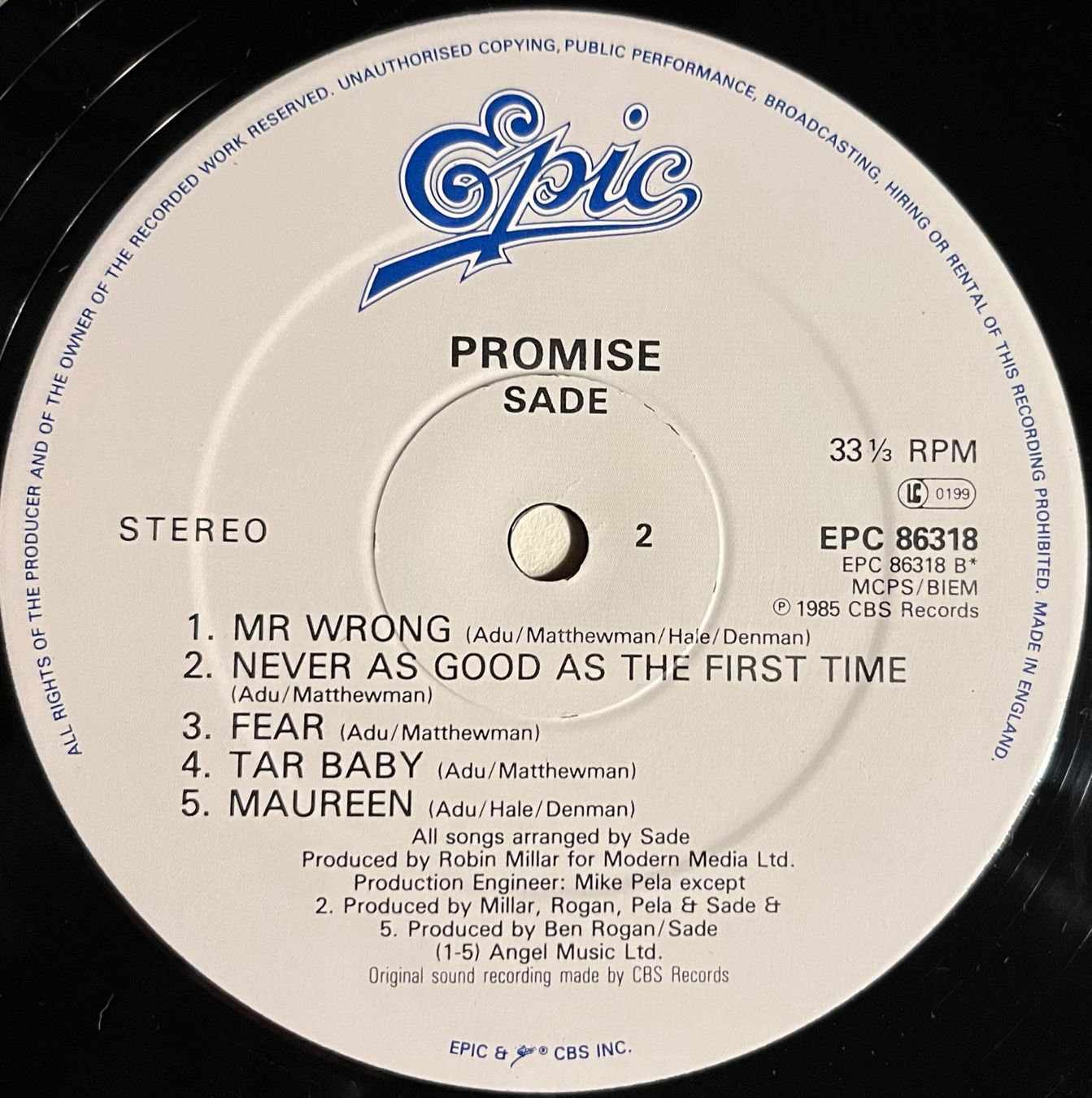 Dischi in vinile: SADE - PROMISE – Usato da Bussigny venduto da vinyl-pas-cher 3