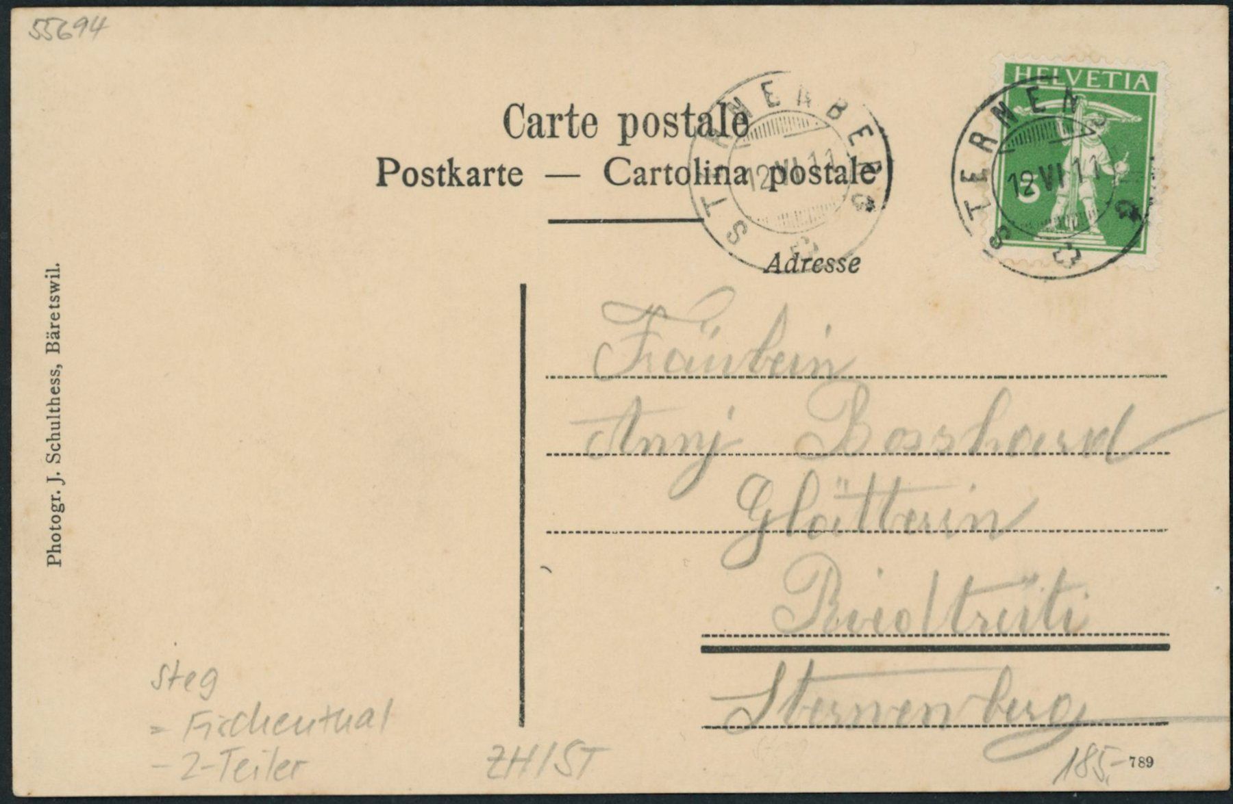 Cartoline postali: ZH Steg - Fischenthal – Usato da Schindellegi venduto da stationary 1
