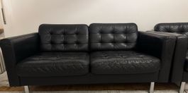 Ledersofa und Sessel Set schwarz in gutem Zustand