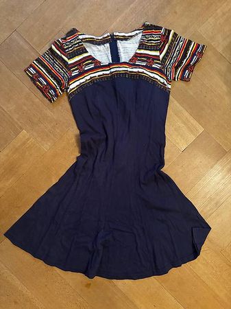 Kleid farbig-dunkelblau Gr 36 gebraucht