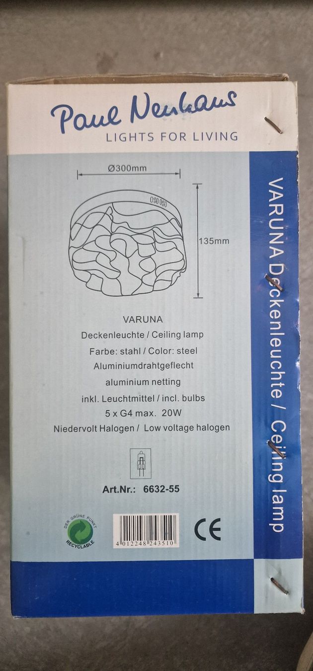 Kronleuchter & Deckenlampen: Paul Neuhaus Varuna Deckenleuchte, neu & modern – Neu und originalverpackt aus Gommiswald von Leuchtenwelt.ch 1