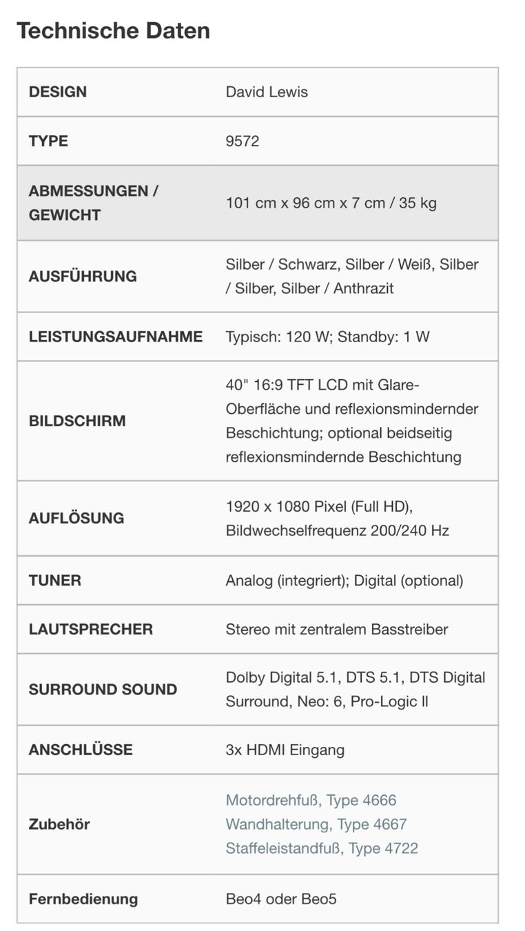 Bang & Olufsen Televisori: Fernseher B&O mit Fernbedienung – Usato da Bettwiesen venduto da Clagehr 2