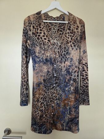 Gilet long imprimé animal avec strass S