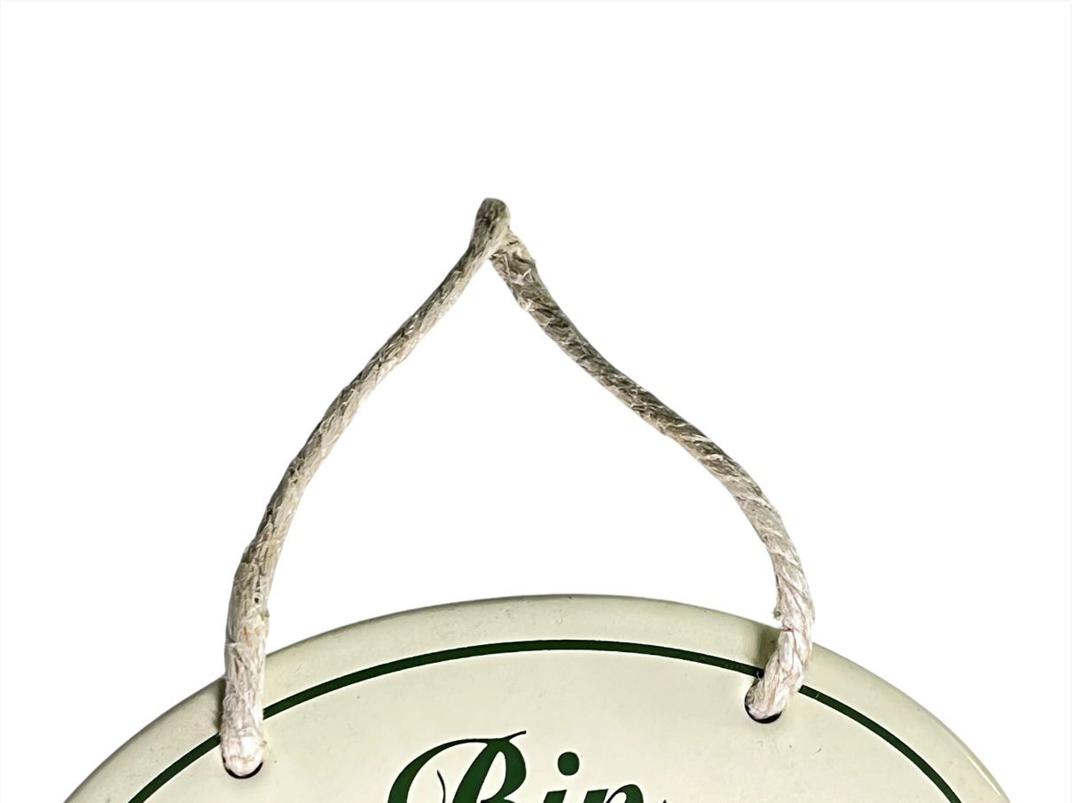 Insegne: Emaile Gartenschild "Bin im Garten" oval Creme mit Blumen – Usato da Luzern venduto da woti-shop 3
