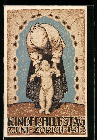 Cartoline postali: Zürich, Kinderhilfstag 1913, Mutter mit – Usato da Berlin venduto da bartko-reher