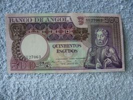 500 Escudos Angola Banknote - Jahr 1973 - Seltenes, Neu