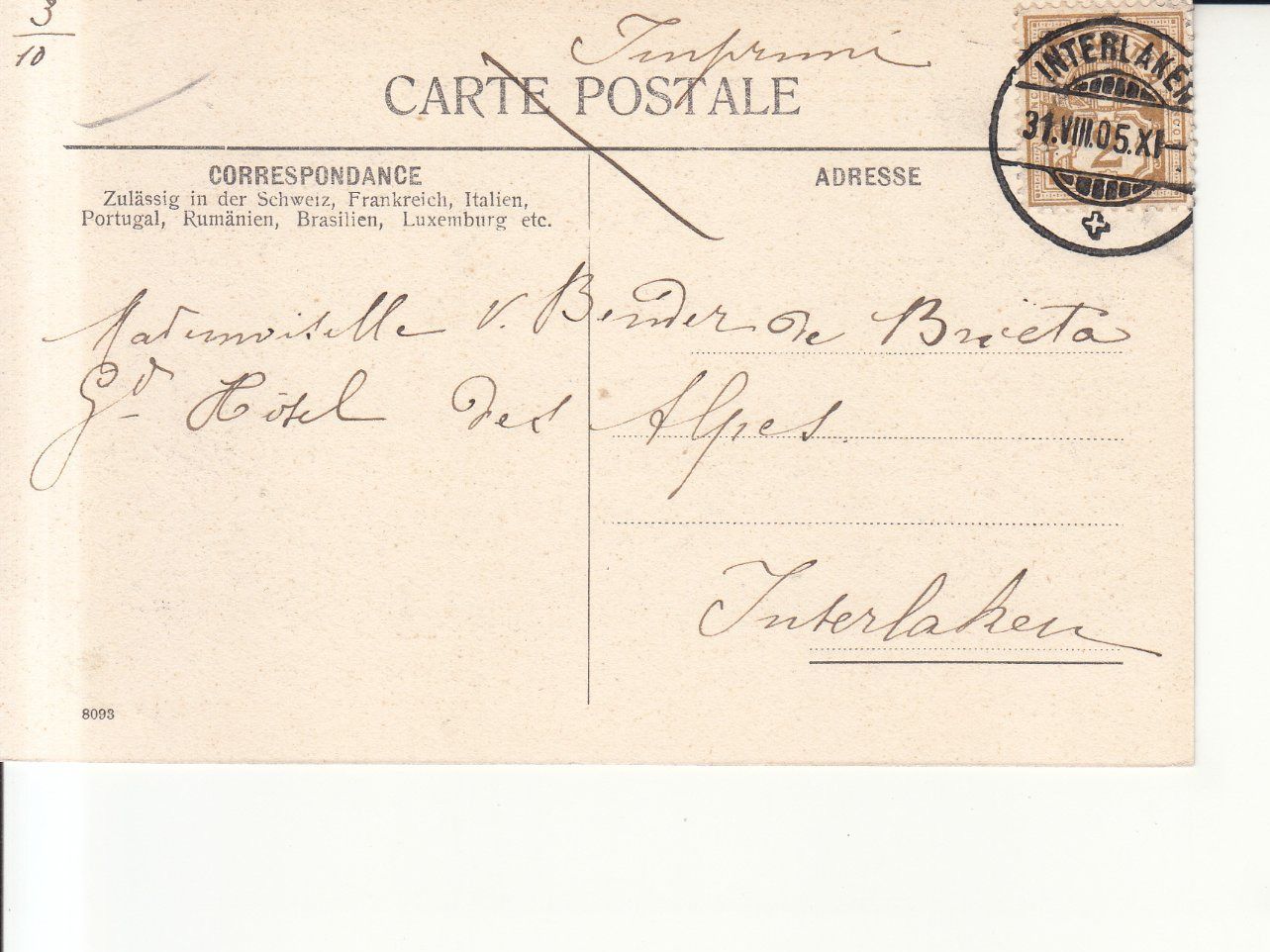 Cartoline postali: Interlaken Kursaal 1905 – Usato da Bürglen TG venduto da StampGraf 1