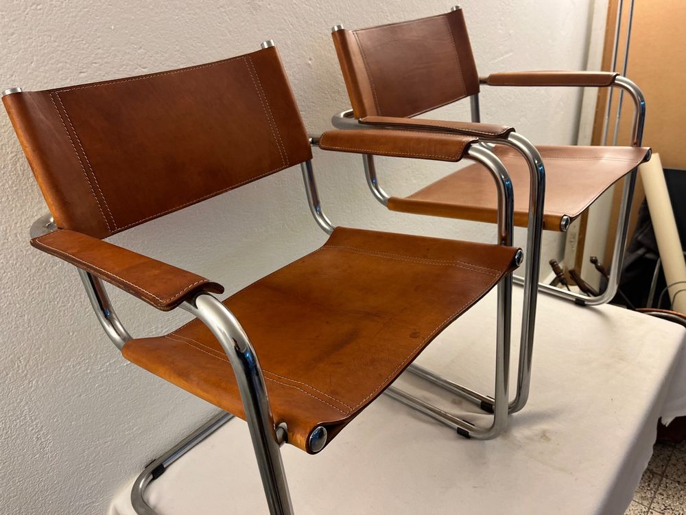 Stühle (Still Bauhaus) Freischwinger 2.Stk Leder Cognac Kaufen auf