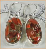 Karneol Kupfer Cabochon Ohrhänger 925 Silber