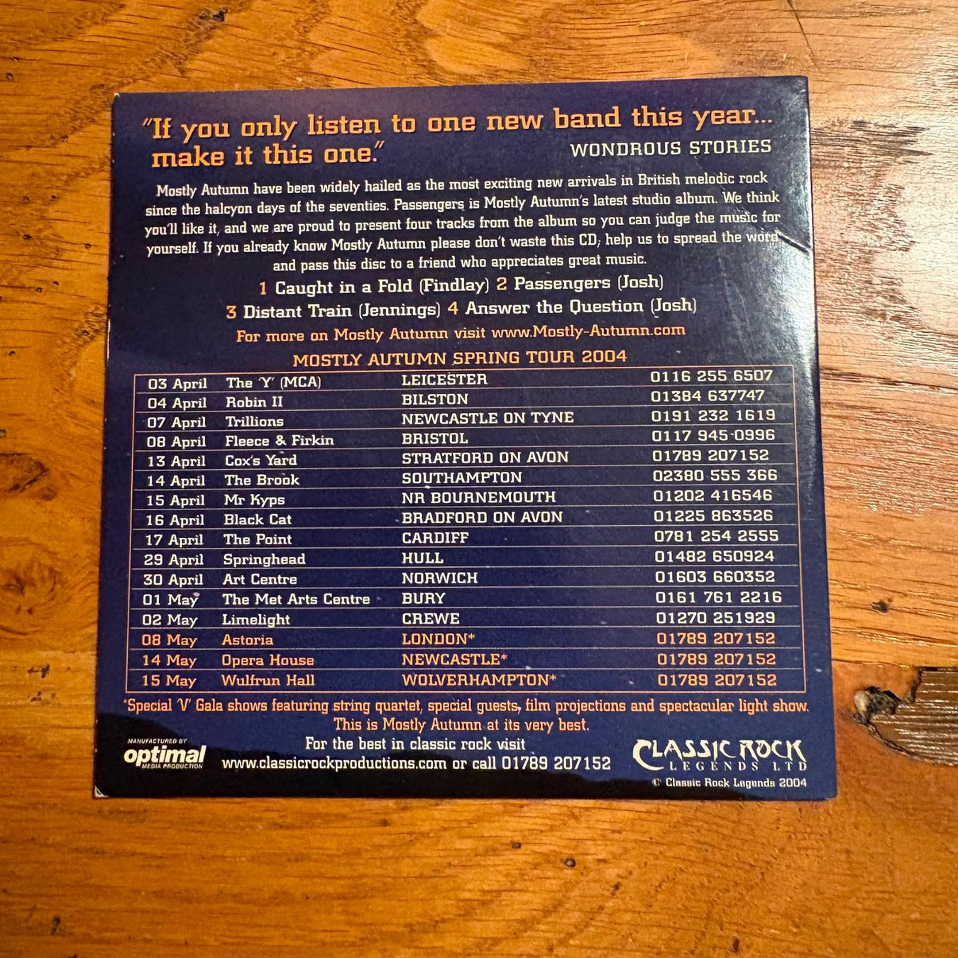 CD: MOSTLY AUTUMN - Passengers sampler Promo CD Prog. Rock 2004 – Usato da Wiedlisbach venduto da Andrisa 1