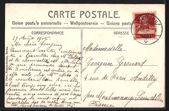 Ansichtskarten: AK Moudon, Le Bourg, 1917 – Gebraucht aus Berlin von bartko-reher 1