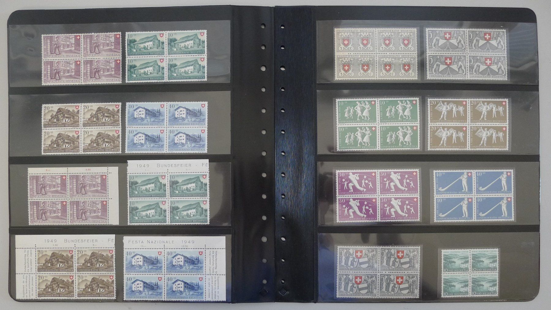 Tous les timbres: 1938-1963, PP-Viererblock-Sammlung postfrisch **, Kat:5000.- – D'occasion à Sursee par Luzernerraute 6