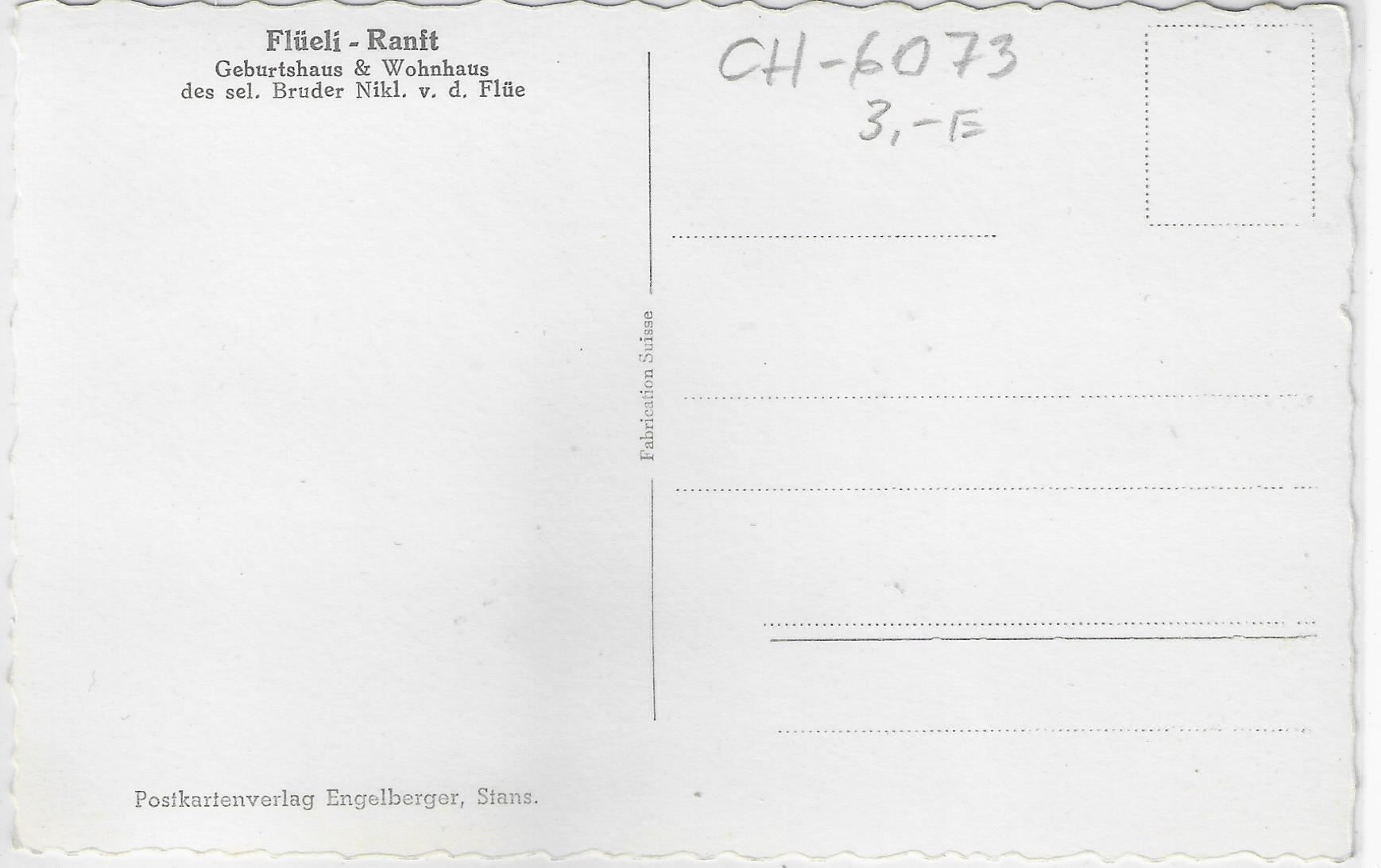 Cartoline postali: Flüeli-Ranft - Geburtshaus & Wohnhaus – Usato da Ettingen venduto da Kartenplanet 1