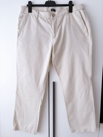 Pantaloni Uomo Lino Taglie Forti Regular Fit Estivo Beige 56