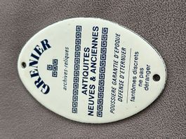 Vintage Emailschild Werbeschild „ GRENIER archives-reliques“