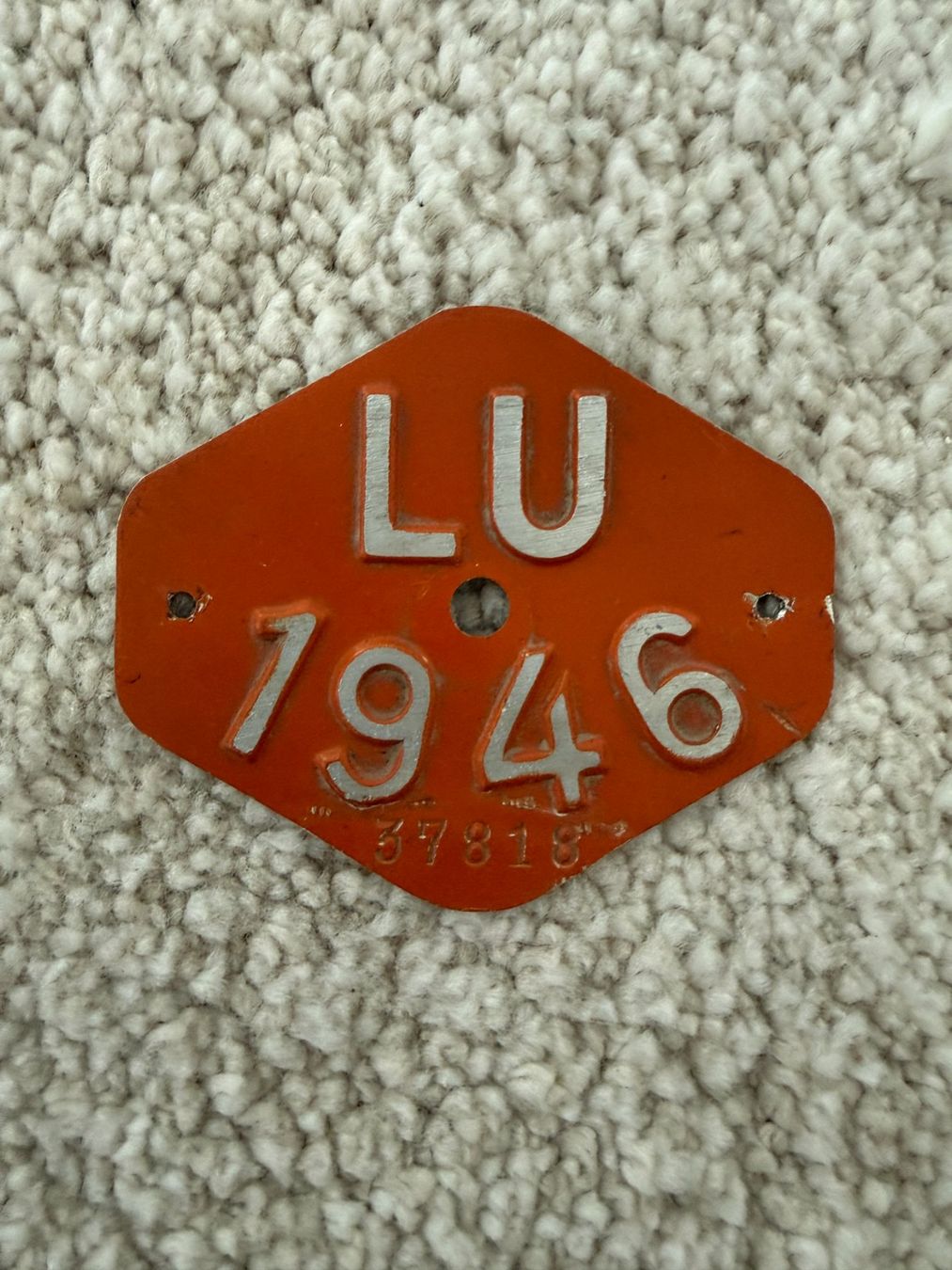 Insegne: Velonummer Luzern LU von von 1946 – Usato da Niederwil AG venduto da PlateSale19