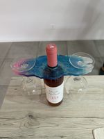 Porte-verres à vin en résine design bleu bon état