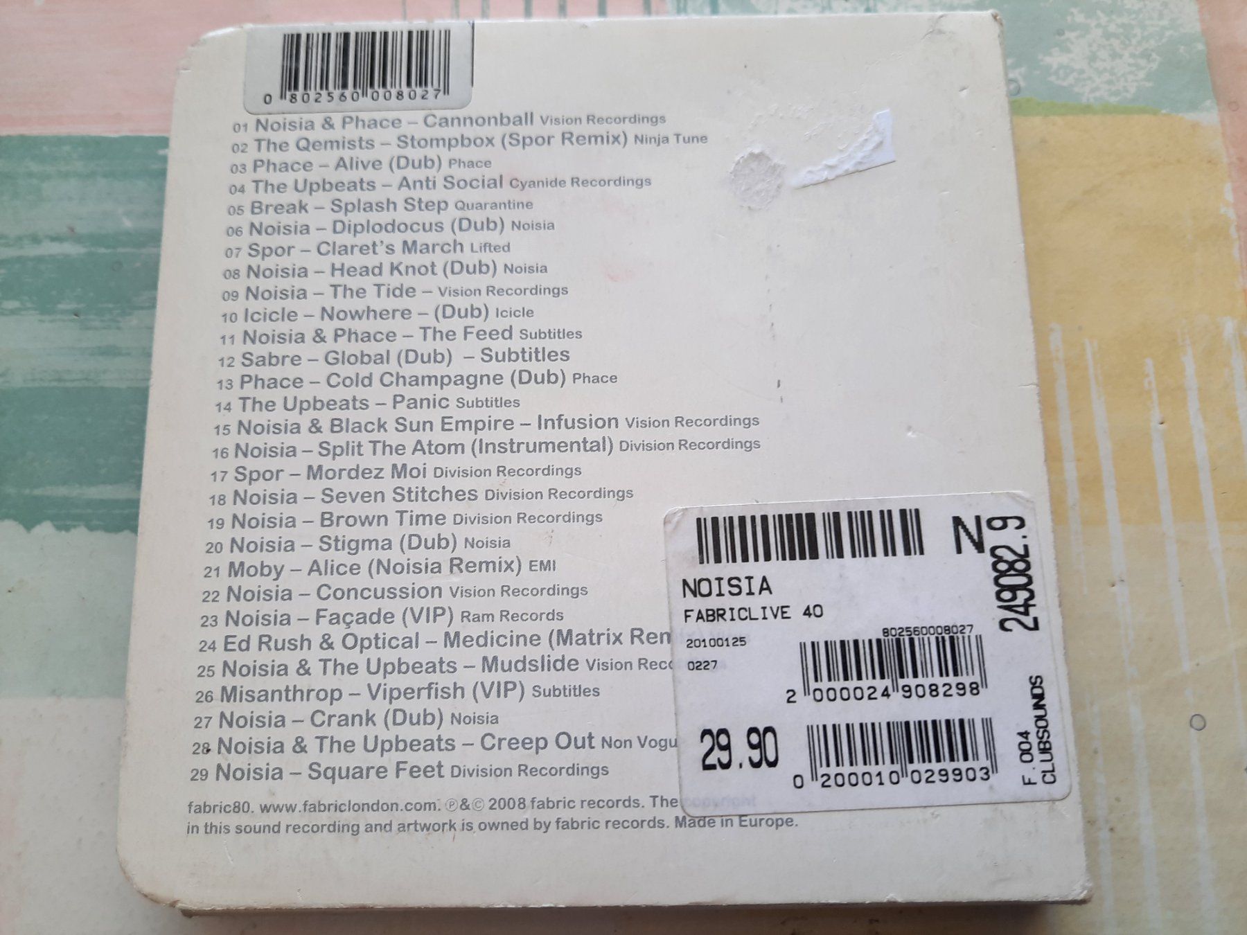 CDs: CD Fabric Live  40 Noisia – D'occasion à Pully par bro_n52j 2