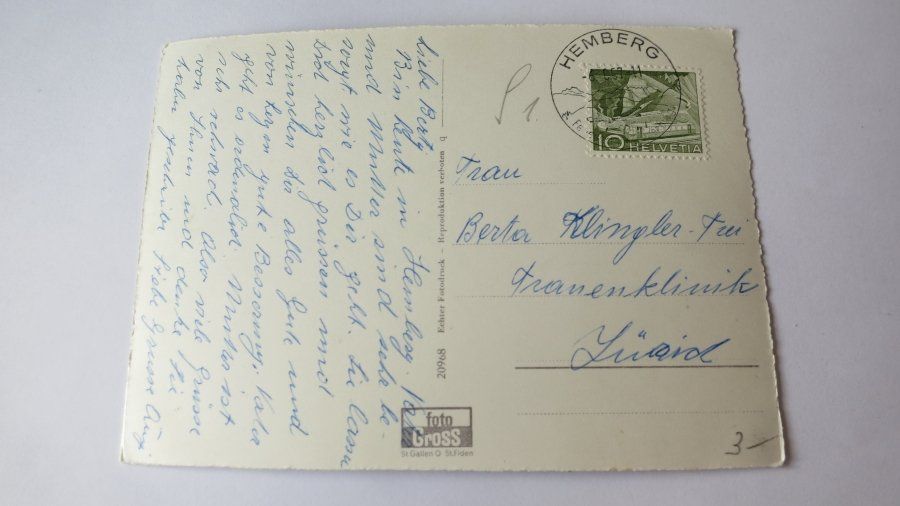 Cartoline postali: Hemberg / SG - 1957 – Usato da Jona venduto da centumprata 1