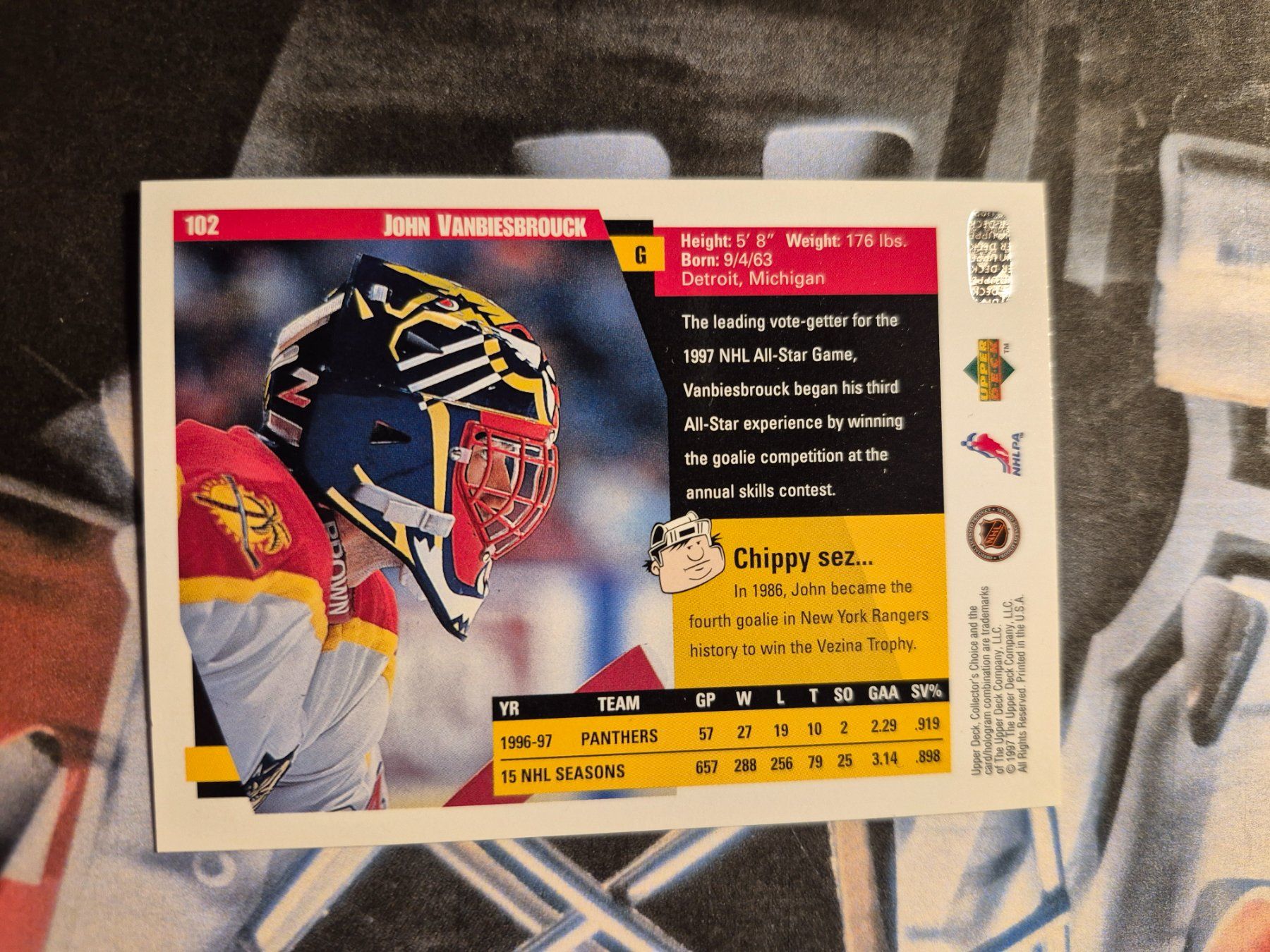 NHL Sammelbilder & Trading cards: NHL John Vanbiesbrouck Florida Panthers – Gebraucht aus Treiten von Sauber73 1