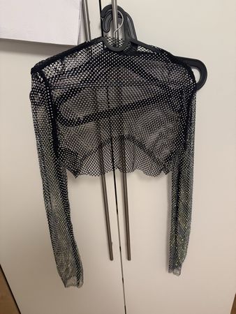 Netz Top mit Strass Steinen schwarz Grösse XL neu