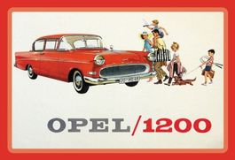 Blechschild-OPEL 1200-rot mit Familie