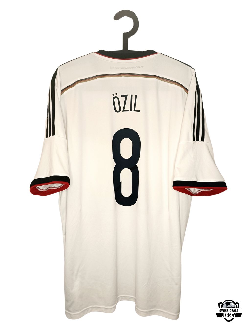 Adidas Canottiere & Pantaloni: OZIL #8 Original Germany 2014 Final World Cup Trikot – Usato da St-Léonard venduto da SwissDealsJersey