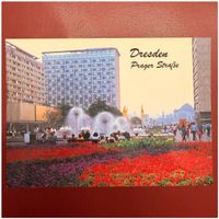 Postkarte der Prager Strasse in Dresden, Poststempel 1991