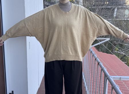 Maglione XL color cognac, 70% lana e 30% cachemire