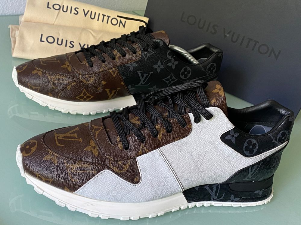 LOUIS VUITTON Calfskin Damier Run Away Sneakers 8.5 Graphite 568919