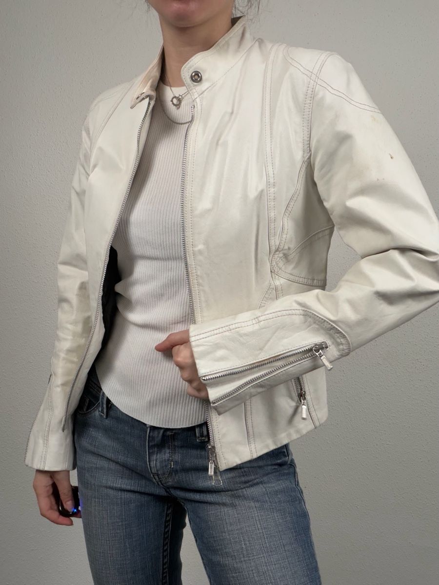 Giacche: Ladies Leather Jacket, Cream – Usato da Knonau venduto da Grapesvintage