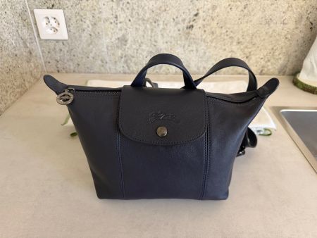 Longchamp Rucksack Le Pliage Leder Navy - NEU!