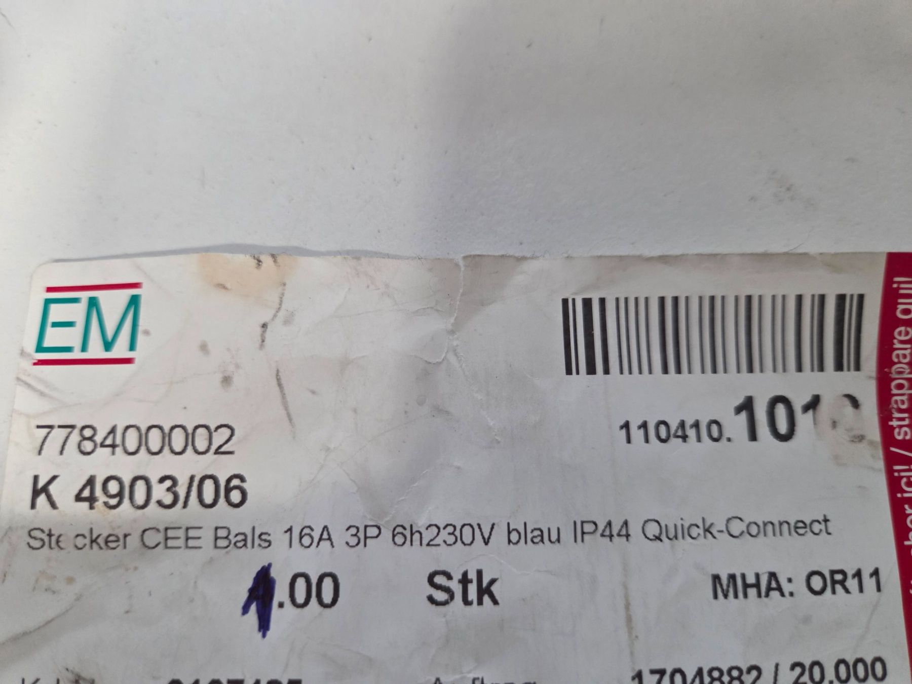 Spine: Bals Stecker CEE PCE 16a 3p 230v Quick Connect – Nuovo e nell'imballaggio originale da Zürich venduto da Alibaba1234 4