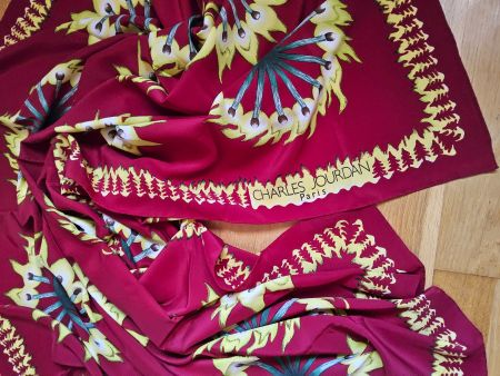 Vintage CHARLES JOURDAN Paris riesiges Seiden Foulard