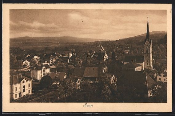 Cartoline postali: Seon, Totalansicht mit Fernblick aus der – Usato da Berlin venduto da bartko-reher