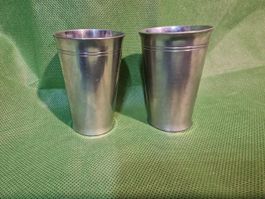 2 St. gebrauchte REIMANN BASEL fein Zinn Becher