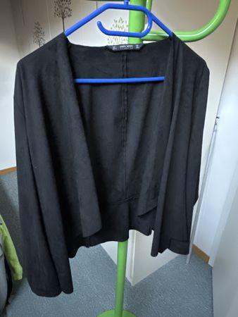 Jacke Zara Basic schwarz Wildlederoptik